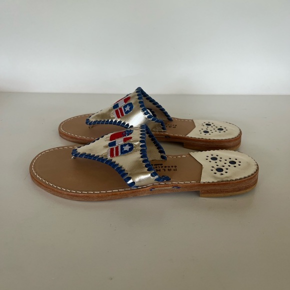 Palm Beach Sandals Embroidered Firecracker Sandals, Platinum Blue Red, 9 - Picture 4 of 11